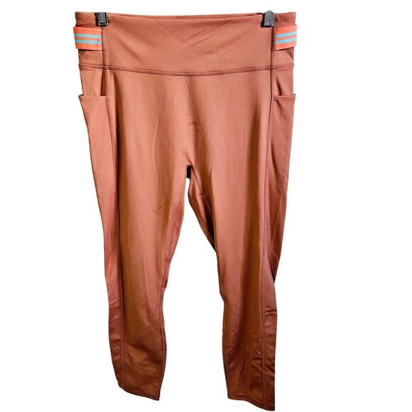 Fabletics Size XL Motion 365 Cropped Pocket Leggings Orange Rust Athletic Capri - Picture 1 of 6